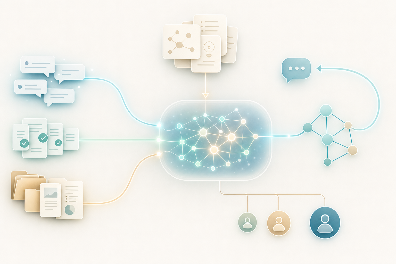 Wie das gemeinsame Brain eines Workspaces wächst: Chat-Threads, Ergebnisse der Virtual Teams und weitere Quellen fließen zusammen